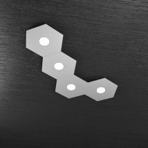 Plafoniera Moderna Hexagon Metallo Grigio 4 Luci Led 12X4W