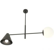 Plafoniera Moderna Industrial Hermes 2 Luci Nero