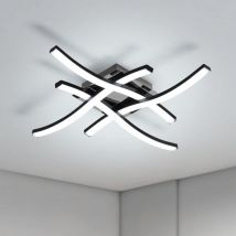 Plafoniere LED Moderna Nera 24W 2300LM Luce Fredda 6500K, Design Ondulato con 4 Tubi per Soggiorno Camera da letto Cucina (46x46x7cm) - GOECO