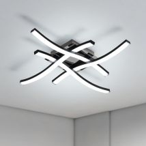 Goeco Plafoniere Led Moderna Nera 24w 2300lm Luce Fredda 6500k, Design Ondulato Con 4 Tubi Per Soggiorno Camera Da Letto Cucina (46x46x7cm) - Goeco