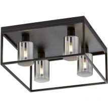 Plafoniera plafoniera lampada da soggiorno lampada da camera da letto lampada da sala da pranzo, metallo nero fumé, 4 lampadine quadrate E14, h 20,5