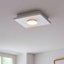 Plafoniera Plafoniera LED bianco lampada soggiorno 3-step dimmer, metallo argento, 1x LED 4W 360Lm bianco caldo, LxPxH 17x17x4 cm