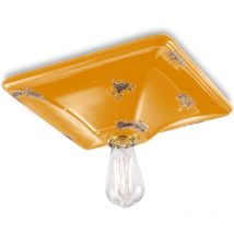 Plafoniera Vintage Quadrata Grande Ceramica Gialla 1 Luce E27