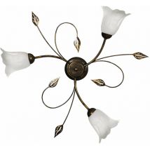 Plafoniera 3xE14 Montatura Marrone Oro Vetro Spugnato Bianco E-Energy Teresa