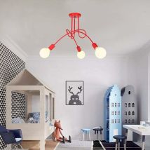 Plafoniere, 3 Luci Spider Lampadario a Soffitto in Industriale Stile, Illuminazione Creativo Supporto E27 per Cucina Isaland Camera da Letto (Rosso)