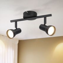 Plafonnier 2 flammes Gbly lampe de plafond de couloir - lampe de plafond noire, design moderne, intérieur, projecteur GU10, spots de plafond