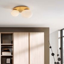 Millumine - Plafonnier 2 Globes Relief Ciao Laiton Mat