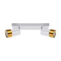 Struhm - Plafonnier 2 Spots Orientables blanc et or pour Ampoule GU10 - s
