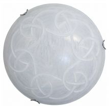 Energy - Plafonnier 2xE27 avec Crochets en Chrome et Verre Rayé Blanc.