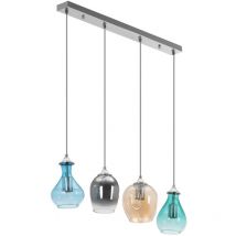 Uniprodo - Plafonnier 4 ampoules abat-jour en verre de différentes formes - Éclairage plafond