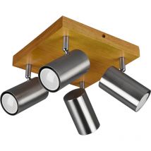 Trio Lighting - Spot plafonnier bois lampe marron salon salle à manger éclairage design spot lumière pivotante