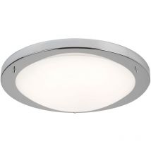 Searchlight - Flush - Grand Plafonnier Ronde De Salle De Bains led Argent Satiné, Blanc IP44
