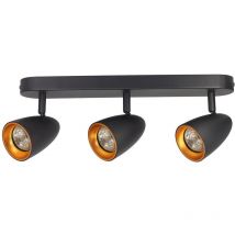 Edo Solutions - Plafonnier à 3 spots en saillie ovo 3 IP20 3xGU10 noir anneau doré EDO777241
