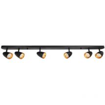 Edo Solutions - Plafonnier à 6 spots en saillie ovo 6 IP20 6xGU10 noir anneau doré EDO777245