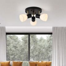 Lux.pro - Plafonnier Abbey avec 3 douilles E14 hauteur 12 cm métal verre noir or blanc