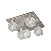Inspired Lighting - Inspired Deco - Accor - Ceiling Flush 5 Light G9, 230mm Square, Satin Nickel, Clear Glass