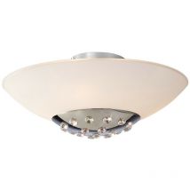 Diyas - Inspired Amada Plafonnier à 6 ampoules G9, chrome poli/verre blanc opale