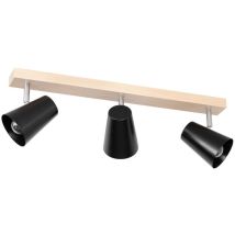 Plafonnier Anastasio, Bois, Métal, Marron, Noir, 11x57x17 cm