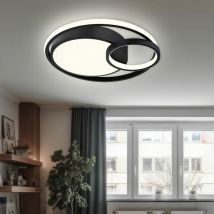 Etc-shop - Plafonnier anneau led salon plafonnier design moderne, blanc opale noir mat, 1x led 36W 1400Lm blanc chaud, LxPxH 40,5x39,5x10 cm