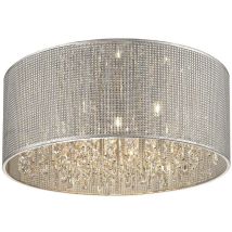 Spring Lighting - Grand plafonnier encastré à 7 ampoules argenté, G9