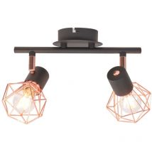 Plafonnier avec 2 projecteurs E14 Noir et cuivre