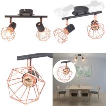 Vidaxl - Plafonnier avec 2 projecteurs E14 Noir et cuivre - plafonnier - plafonniers - Home & Living - Noir