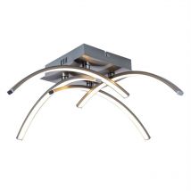 Esto - Plafonnier télécommande Plafonnier salon led carré argent Plafonnier incurvé, dimmable, 4 tiges, 1x led 16,8W 1280Lm, LxlxH 48,5x48,5x15 cm