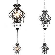 Plafonnier avec perles Noir Rond E14 - Luminaire Suspendu - Lampadaire - Plafond - Décoration Intérieure - Luminaire Moderne - Home & Living