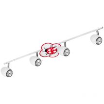 Epikasa - Plafonnier Baby, Métal, Tissu, Blanc, Argent, 81x14,5x14,5 cm