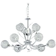Searchlight - Bellis - Suspension de plafond à 9 bras multiples Flower Design Flower Design Chrome, Glass Nine, G9