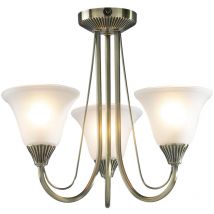 Dar Lighting - dar boston - Plafonnier semi-affleurant en laiton antique avec verre, 3x E14