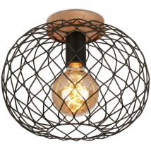 Brilo - Plafonnier ner leuchten winki, 40 w, IP20, noir, métal-bois, excl. 1x E27, ø 30 cm
