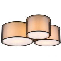 Plafonnier design, Plafonnier medium 3 lampes Burton en tissu Noir en Fabric, TRIO