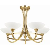 Endon - Cagney - Plafonnier Semi-encastré À 5 Bras, Laiton Antique, Verre Blanc, G9