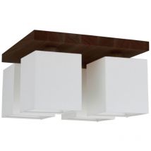 Epikasa - Plafonnier Caledonia, Bois, Tissu, Marron, Blanc, 34x34x20 cm