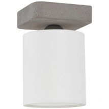 Plafonnier Caledonia, Ciment, Tissu, Gris, Blanc, 13,5x13,5x21 cm