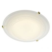 Dar Lighting - dar damask - Plafonnier Simple 50cm Laiton & Verre
