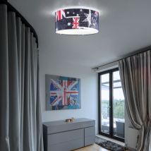 Honsel Leuchten - Plafonnier Avec Drapeau Union Jack Drapeau Britannique Plafonnier Blanc Rouge Bleu, 2x E27, Diamètre X Hauteur 45 X 20 Cm