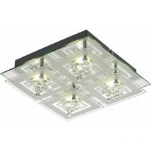 Esto - Plafonnier led 12 watts verre chrome cristal satiné 9740045-4 Miranda