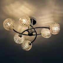 Kosilum - Plafonnier design à 6 sphères transparentes aux motifs graphiques - Salvati