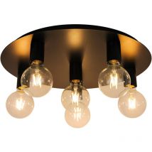 Plafonnier design Lina 6 ampoules métal noir compatible LED
