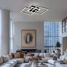 Plafonnier design plafonnier lampe de chambre lampe de salon, interrupteur variateur, métal noir mat, 1x led 25W 3000Lm 3000K, l 57 cm