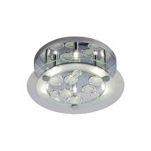 Inspired Diyas Destello - Plafond rond avec motif circulaire à 6 lumières, chrome poli, cristal