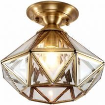 Plafonnier doré plafonnier pour couloir escalier balcon diamant capuchon en verre décoration de plafond éclairage intérieur de la maison