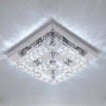 Fortuna Lai - Plafonnier en cristal K9 ampoule led plafonnier suspendu lustre 52 w salon L27xW27xH12cm changeable chaud & blanc & neutre chrome