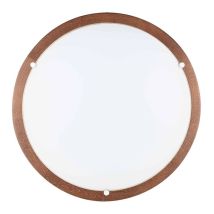 Plafonnier En Hêtre Teinté Noyer Design Rond 2 Ampoules Frida