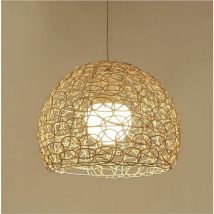 Plafonnier en rotin Suspension sphérique tissée à la main Plafonnier creux en rotin indonésien de style rural lustre de style rural pour bar, café,