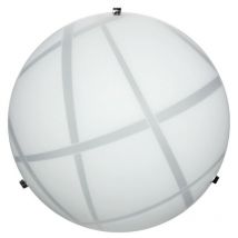 Webmarketpoint - Plafonnier en verre blanc avec crochets chromés diam. 30xh.10 cm