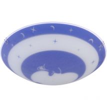 Plafonnier chambre d'enfant verre chambre d'enfant étoiles bébé plafonnier enfant plafonnier bleu lune, métal, 1x led 4W 320Lm blanc chaud, DxH 30x9