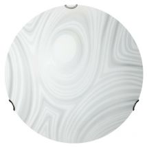 Energy - Plafonnier en verre blanc sablé avec crochets chromés diam 40 cm